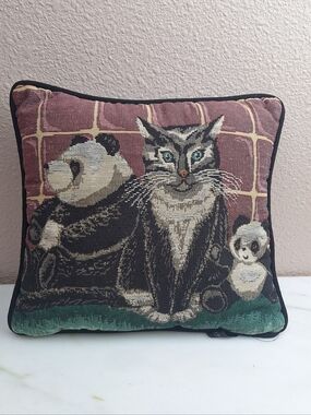 Portofino Cat Panda Tapestry Throw Pillow